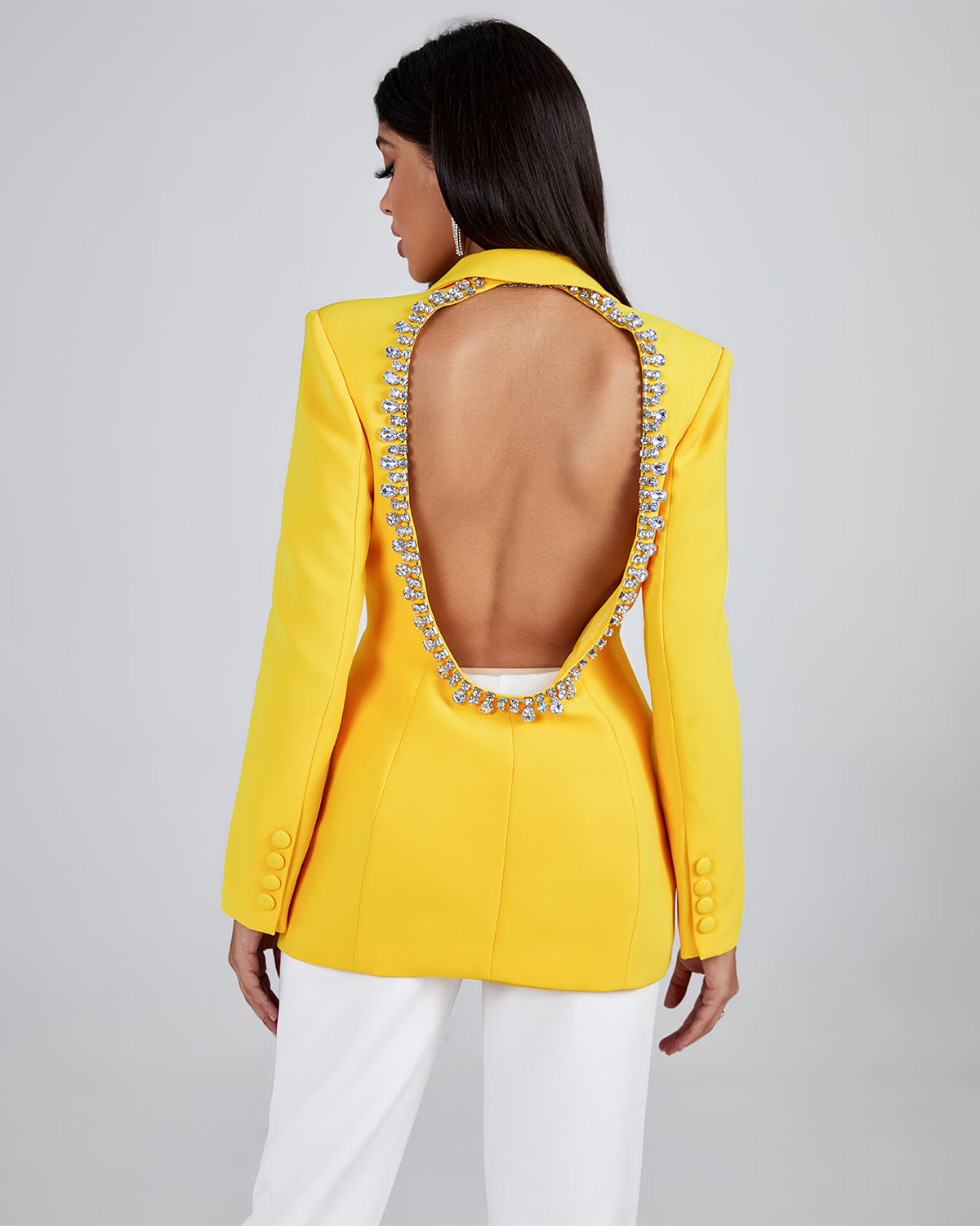 Open-back Crystal Blazer Dress