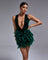 Deep-V Feather Sequin Mini Dress