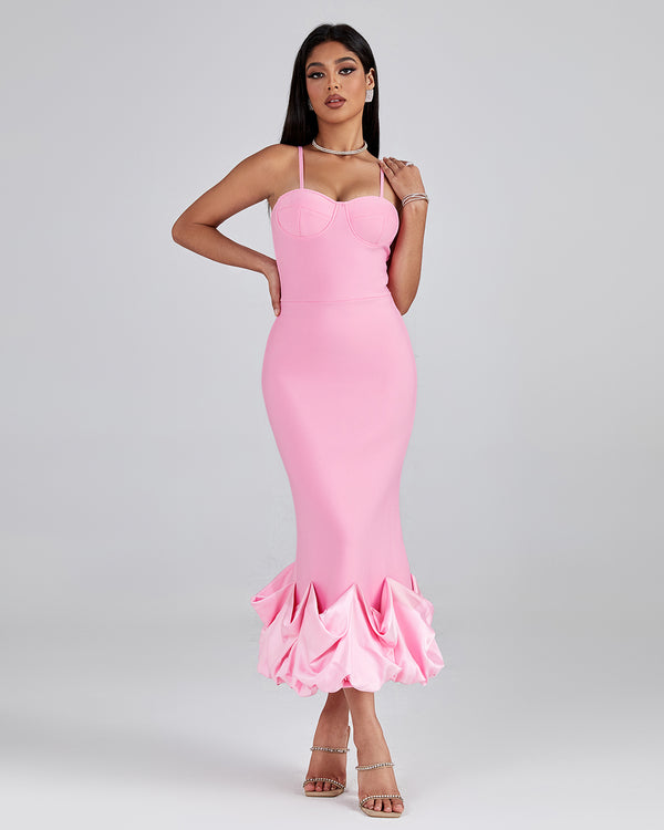Draped Bottom Flounced Bandage Dress