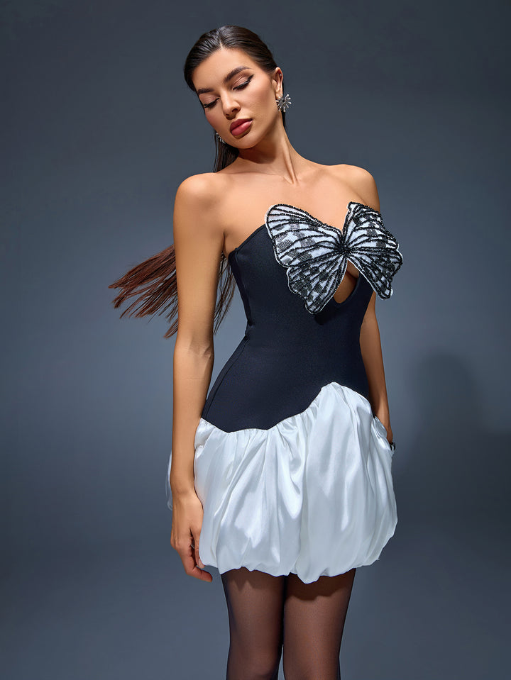 Black White Bandage Dress OW25062