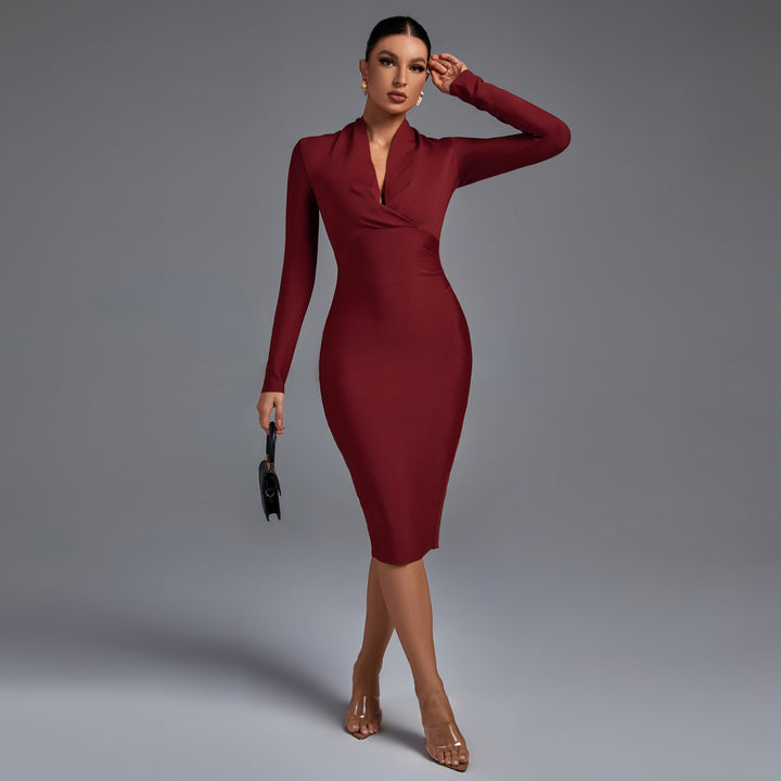 long sleeve bandage dress Classic Black Long Sleeve Brooke Bandage Dress