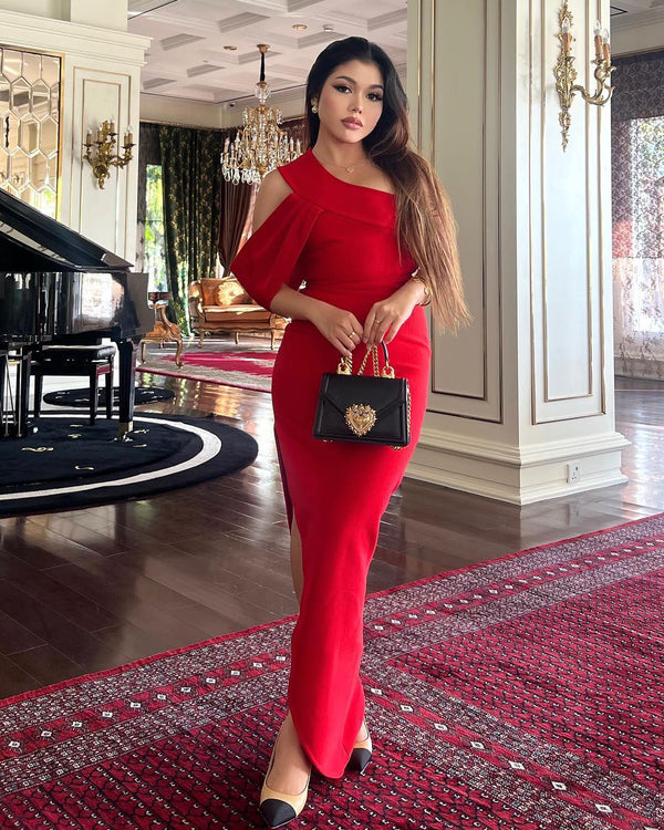 One Shoulder Bandage Maxi Dress