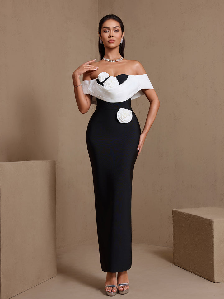 Irregular Design Pleated Flowers Bandage Dress Irregular Design Pleated Flowers Bandage Dress