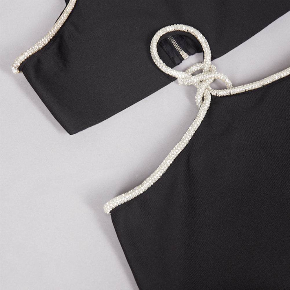 Round Neck Sleeveless Cut Out Midi Bandage Dress PZC2420