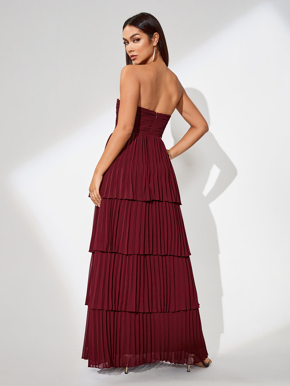 knee length dresses for ladies Women's 2 Piece Top & Tiered Pleated Maxi Skirt Set – HEYFANCYSTYLE main image 1