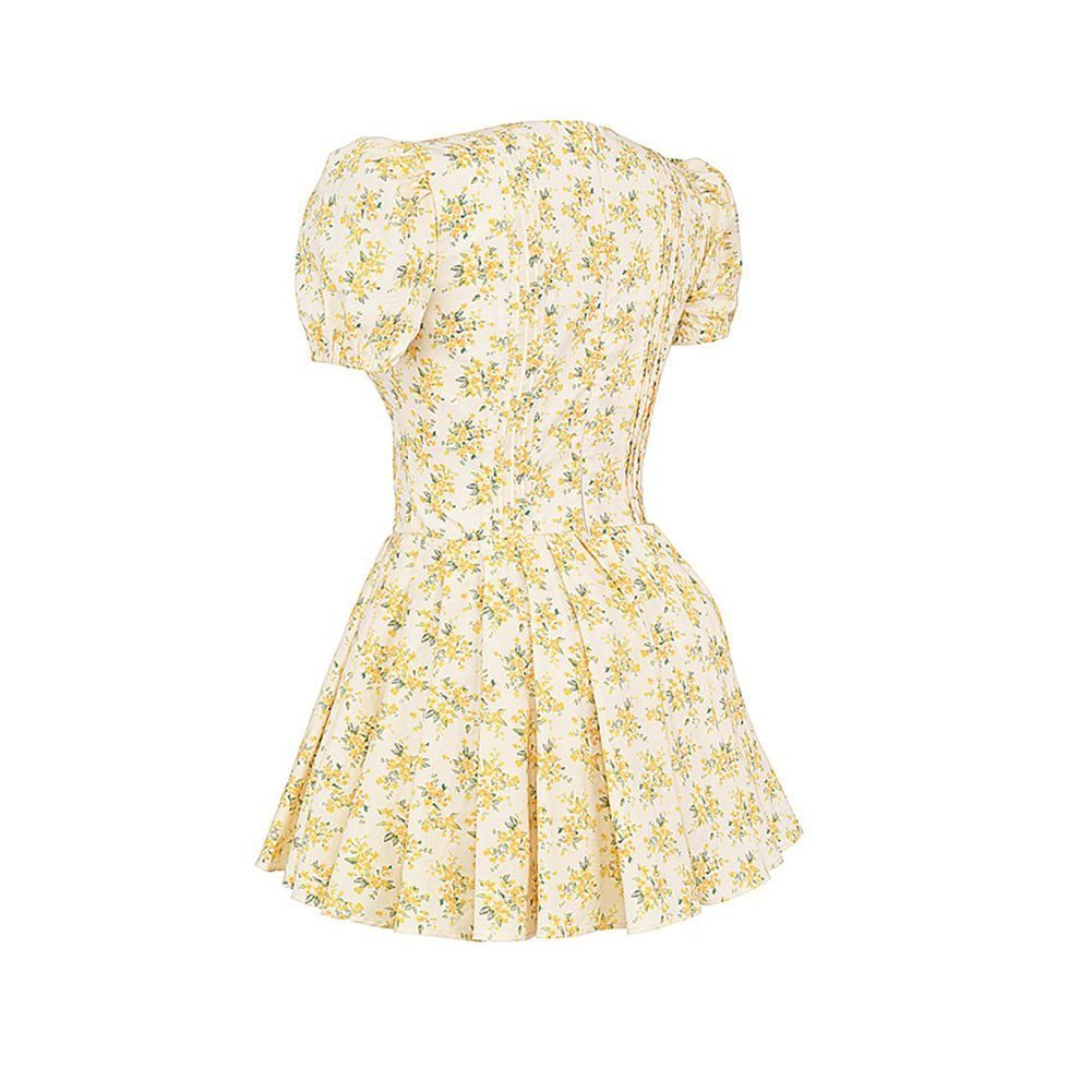 V Neck Short Sleeve Floral Mini Dress ZNSBA1015