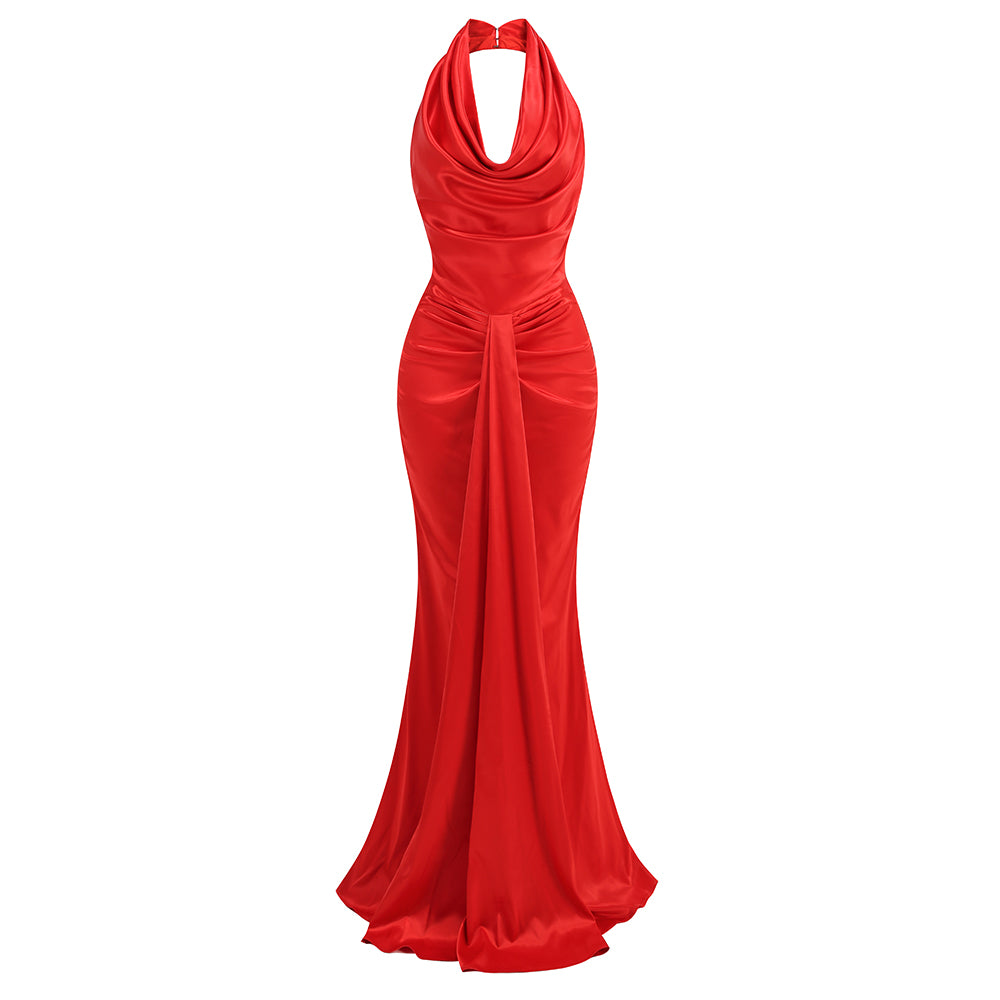 Halter Sleeveless Elegant Maxi Dress KLYF1072