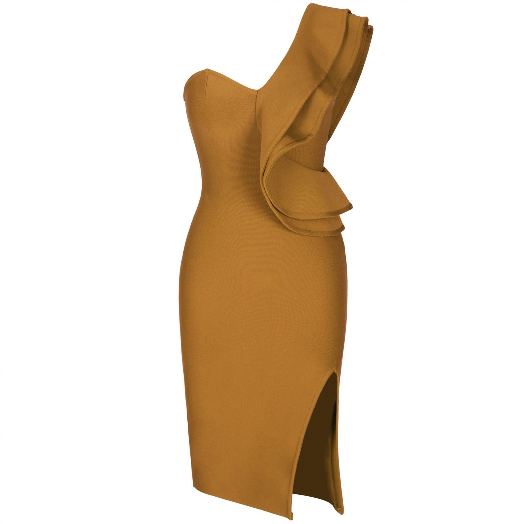 One Shoulder Sleeveless Frill Over Knee Bandage Dress PM1205 30 in wolddress
