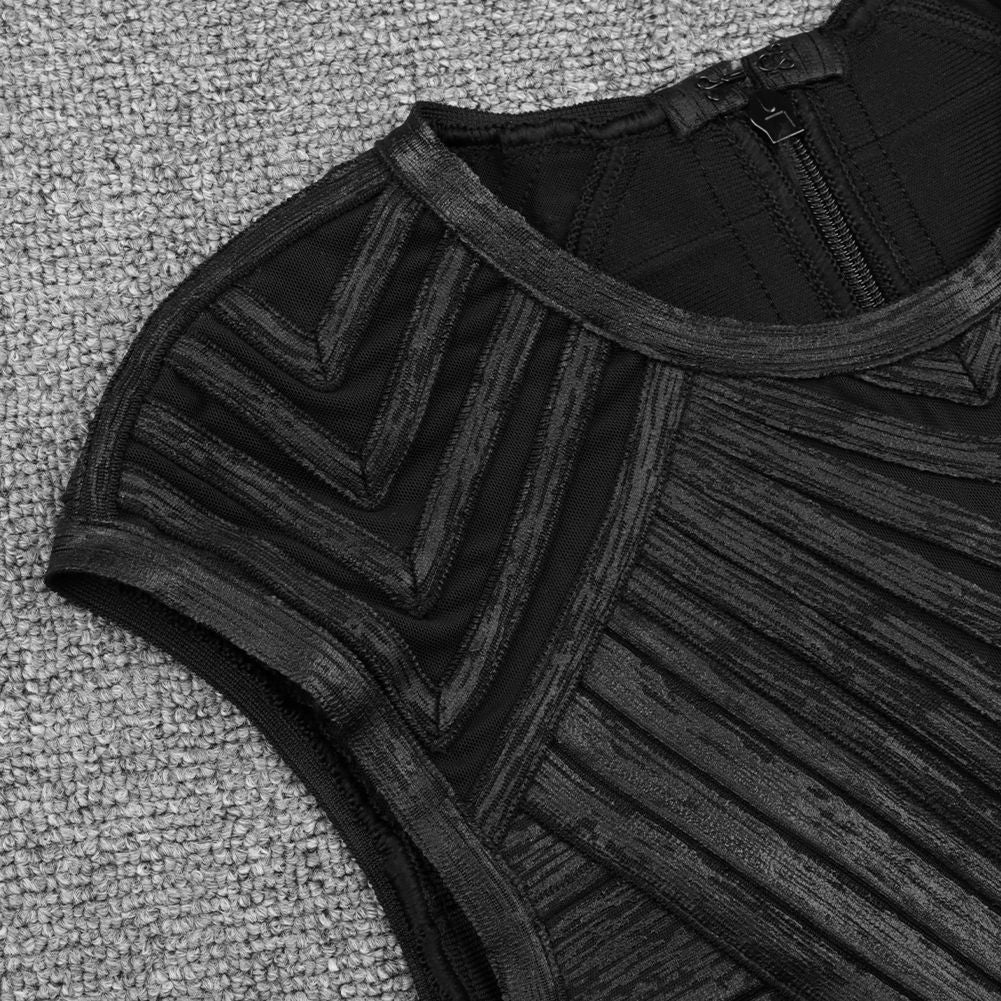 Round Neck Sleeveless Striped Mini Bandage Dress PZ19252 13 in wolddress