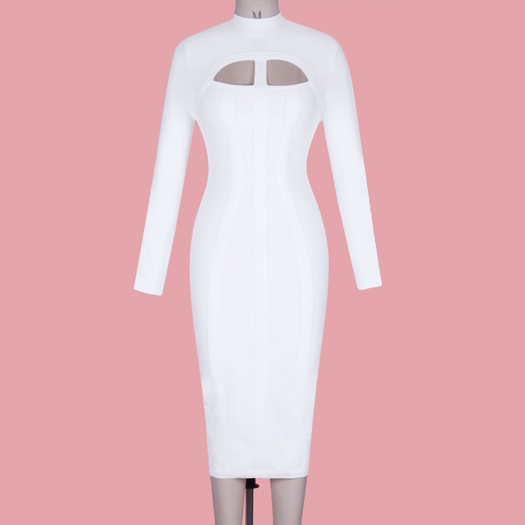 High Neck Long Sleeve Cut Out Over Knee Bandage Dress PP1103 14 in wolddress