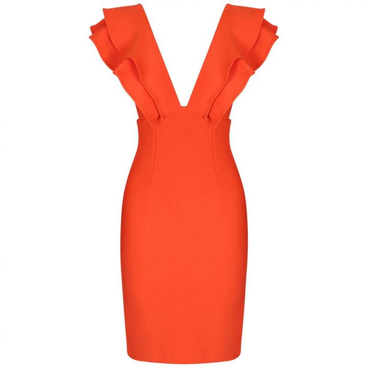 V Neck Sleeveless Frill Over Knee Bandage Dress PM19225 4 in wolddress