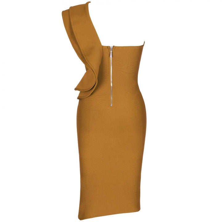 One Shoulder Sleeveless Frill Over Knee Bandage Dress PM1205 32 in wolddress