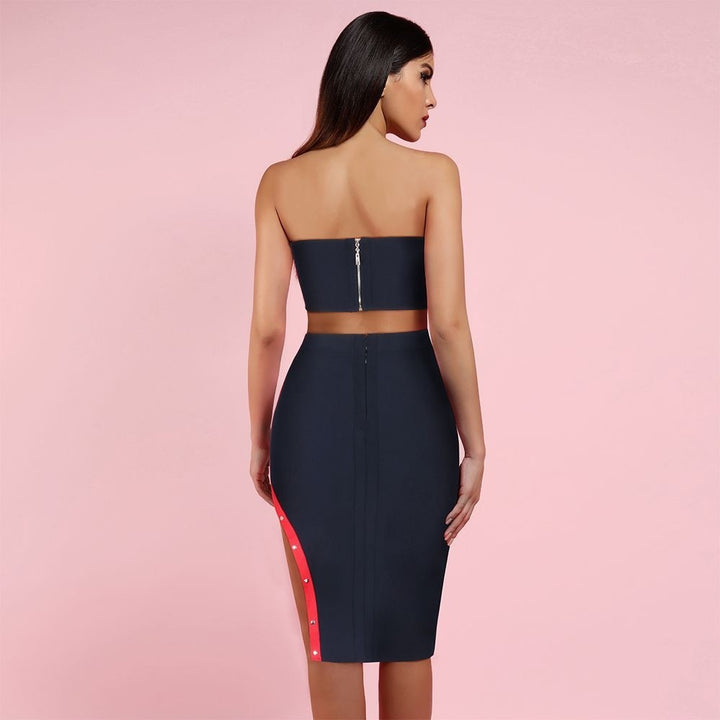 Strapless Sleeveless Slit Midi Bandage Set PF0107 3 in wolddress