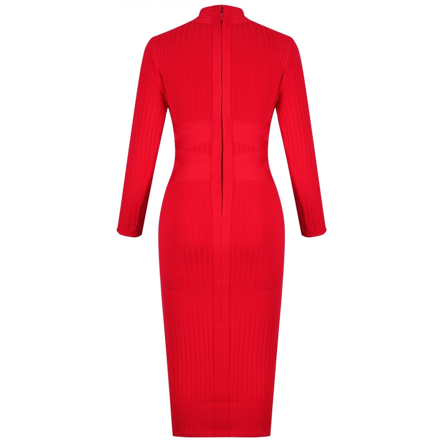 Round Neck Long Sleeve Striped Over Knee Bandage Dress PF1201 18 in wolddress