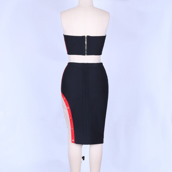 Strapless Sleeveless Slit Midi Bandage Set PF0107 6 in wolddress