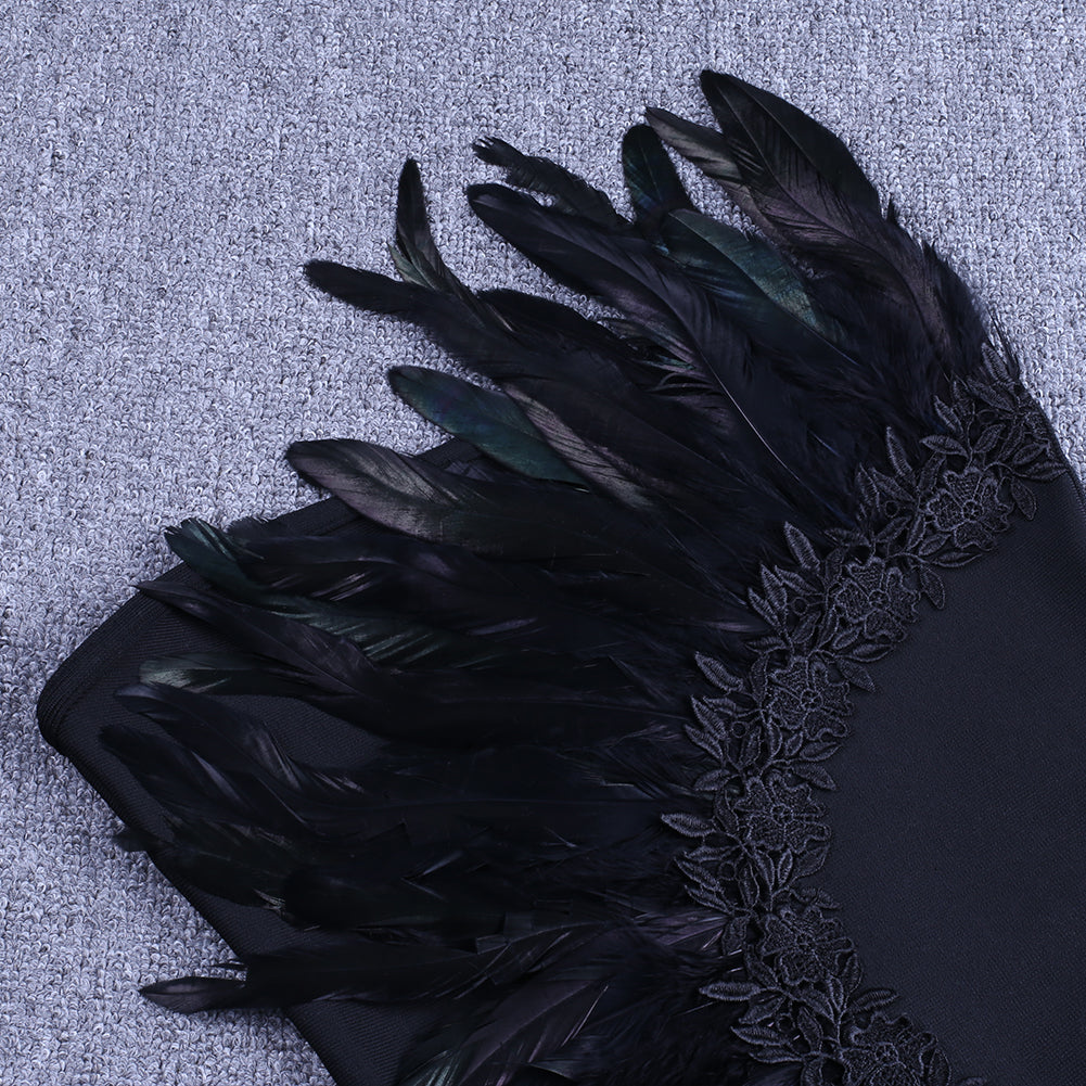 Plus Size Strapless Feather Bandage Dress DPF19014
