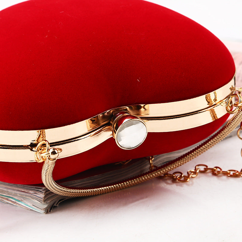 Red Suede Love Evening Bag
