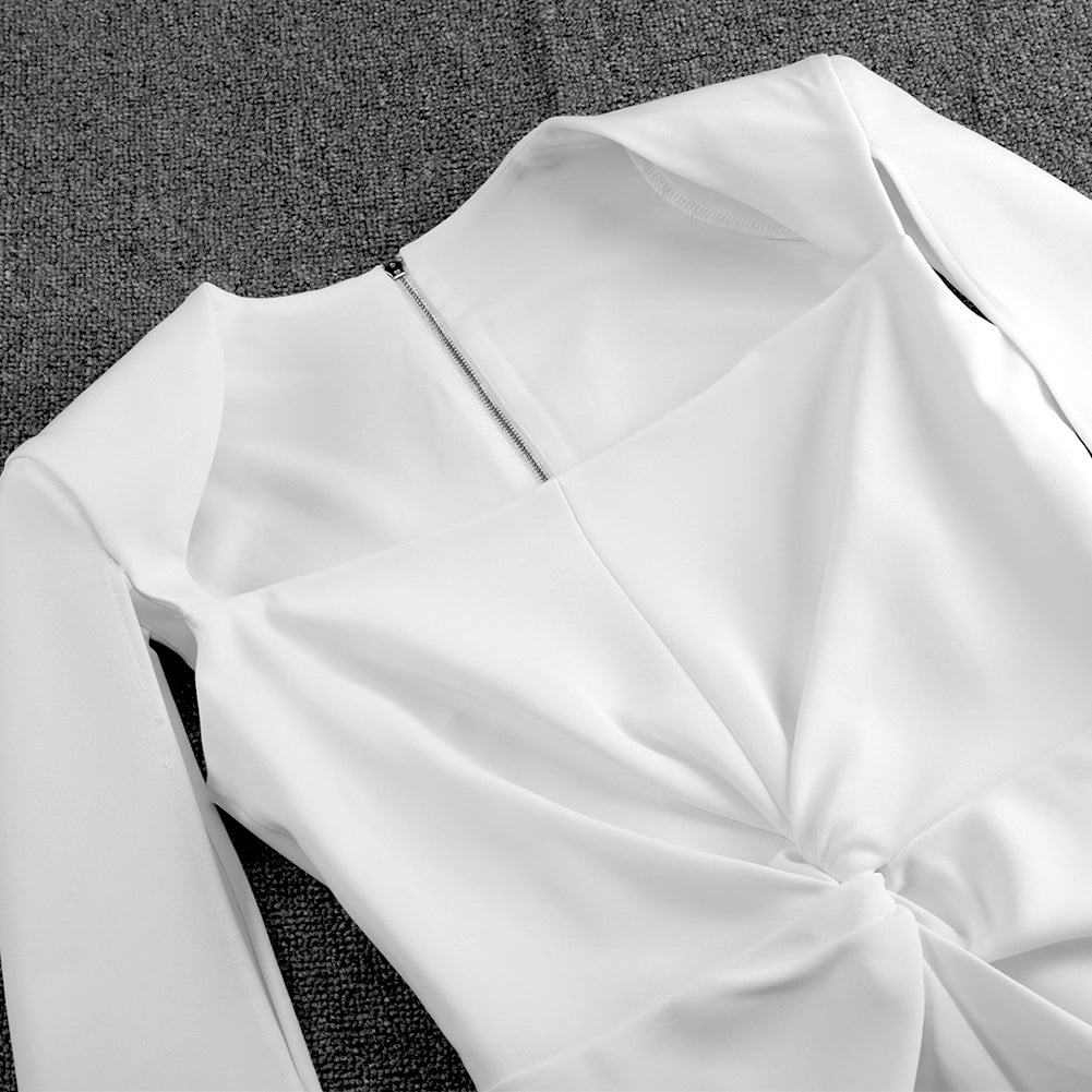 Square Collar Long Sleeve Distinctive Over Knee Bodycon Dress FP091407