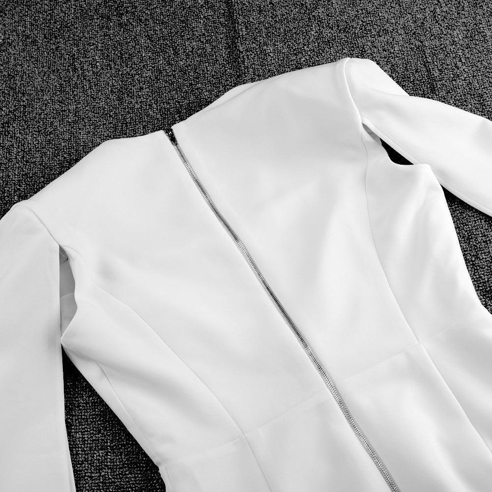 Square Collar Long Sleeve Distinctive Over Knee Bodycon Dress FP091407