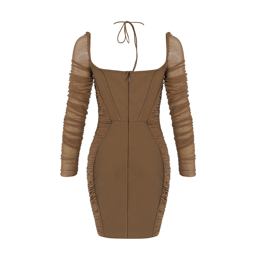 Brown Bandage Dress HB7629 5