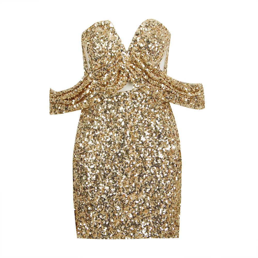 Golden Bodycon Dress HL8983 2