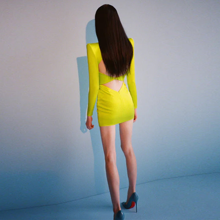 Yellow Bandage Dress HL9058 2