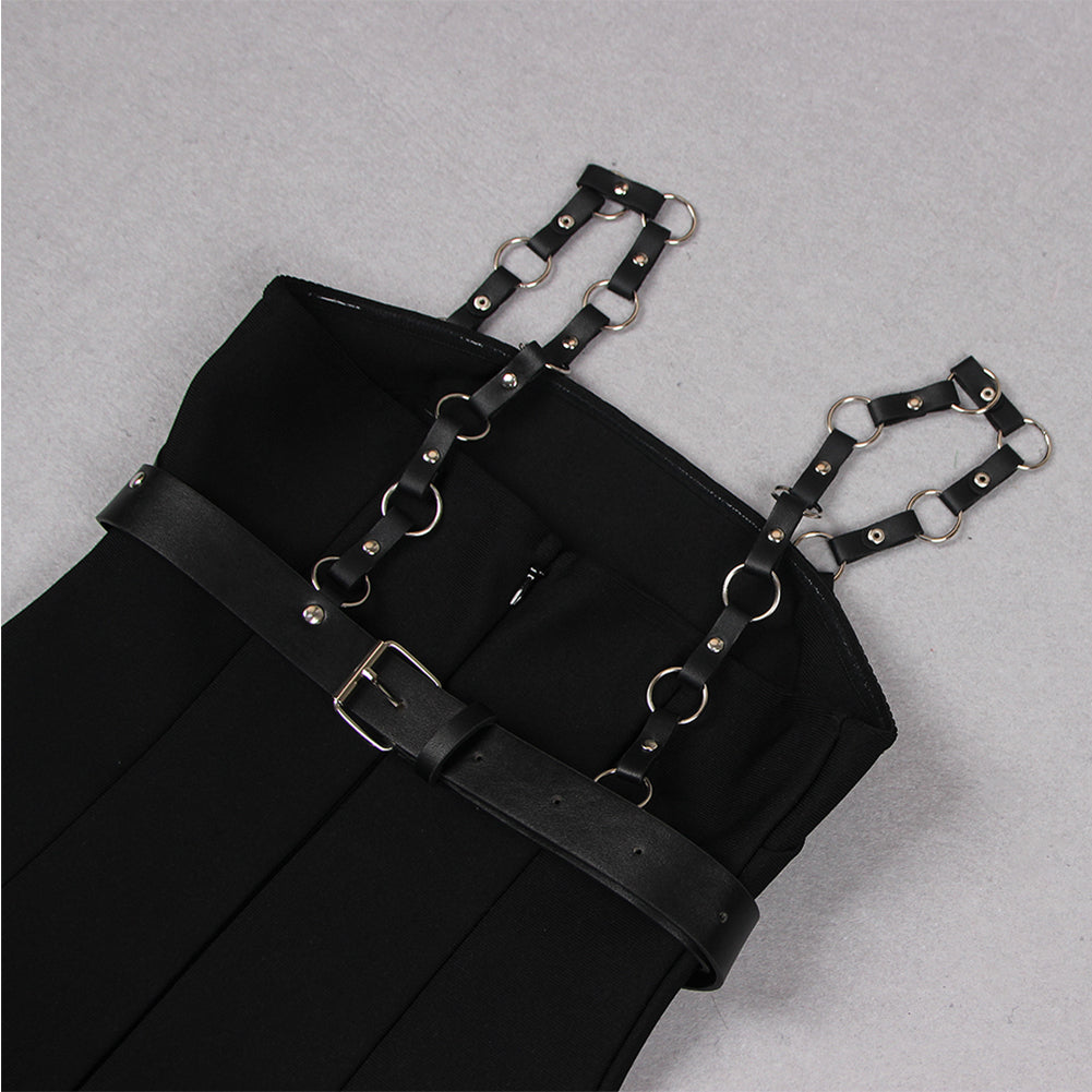 Strappy Sleeveless Metal Shoulder Strap Maxi Bandage Dress HL9261