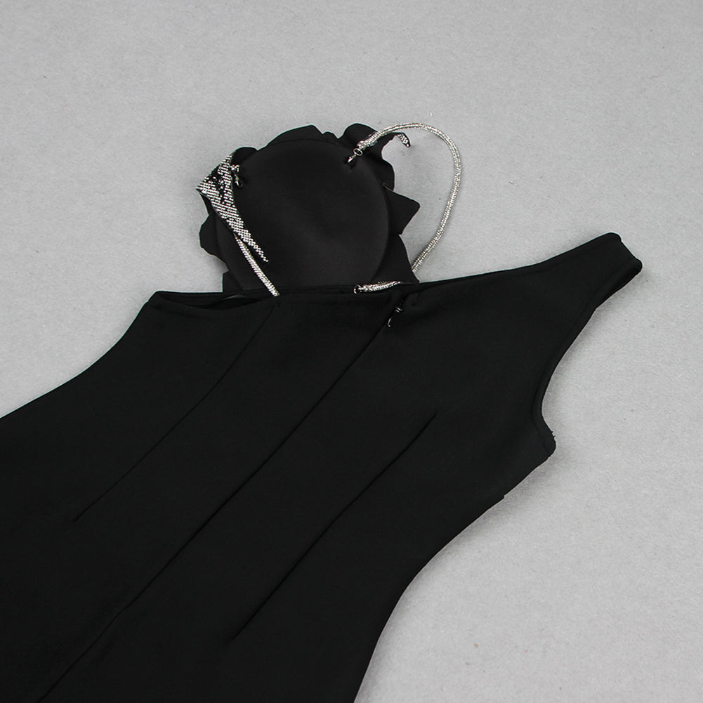 Strappy Sleeveless Drill Chain Mini Bandage Dress HL9324