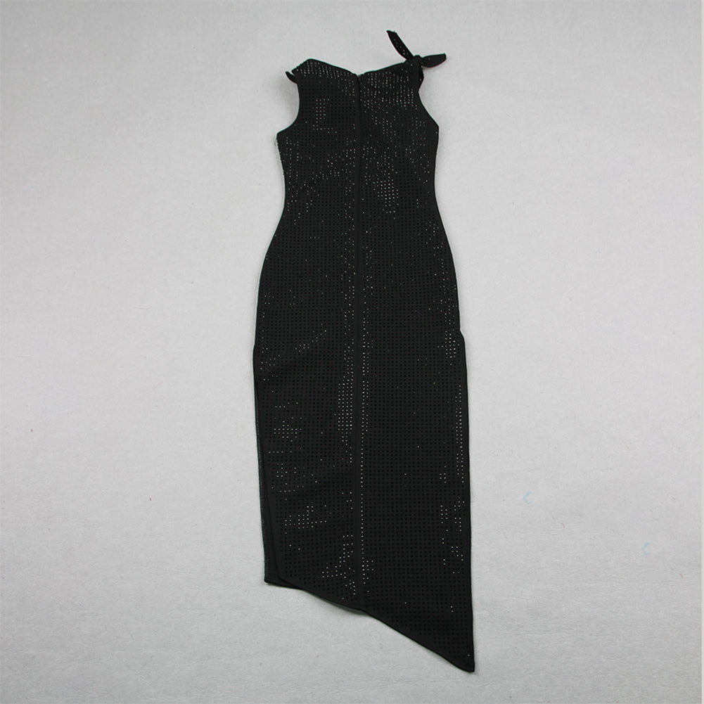 Round Neck Sleeveless Rhinestone Midi Bandage Dress HL9353