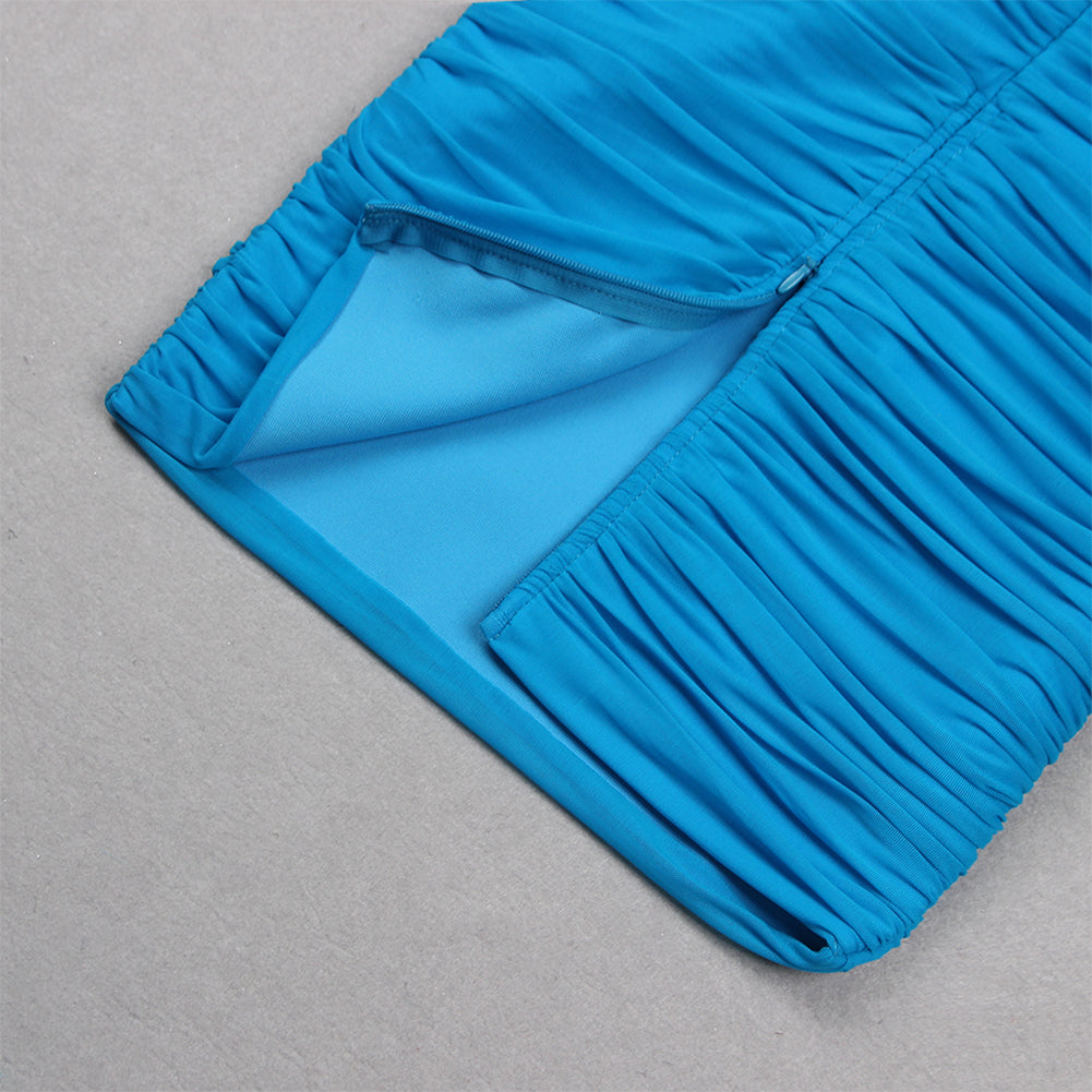 Strapless Sleeveless Wrinkled Midi Bandage Dress HL9364