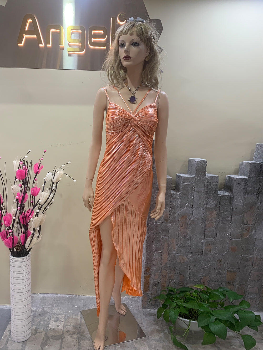 Orange Bodycon Dress HT1003