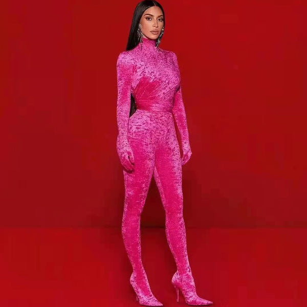 Fuchsia Bodycon Jumpsuit HT2712 1