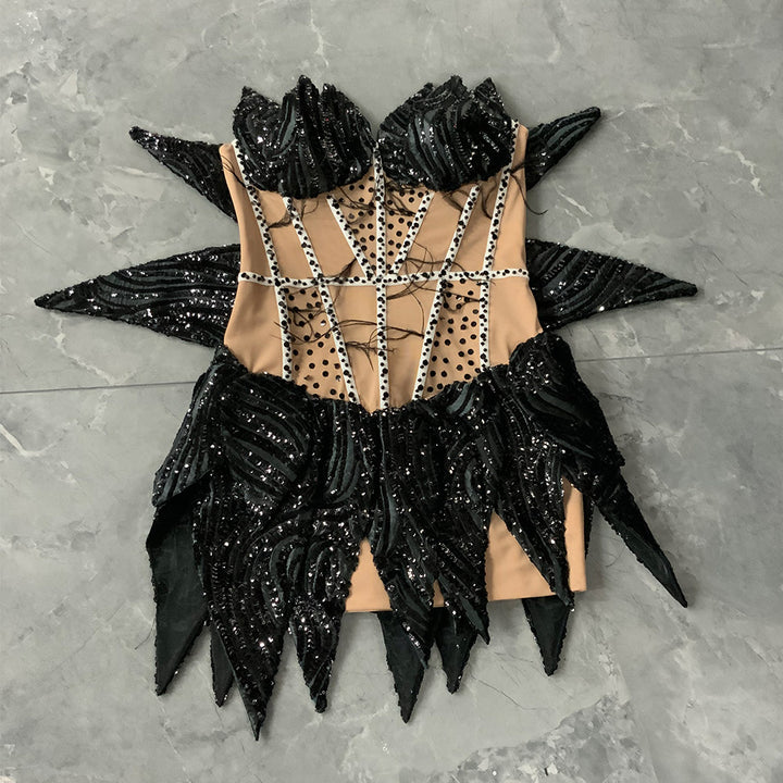 Apricot Black Bodycon Dress HT2975 2