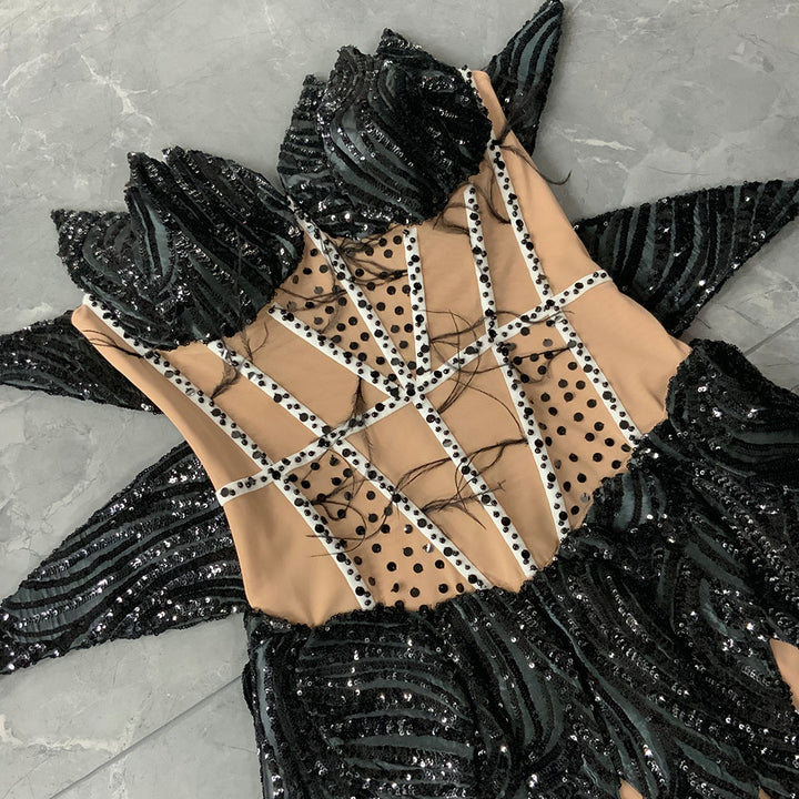 Apricot Black Bodycon Dress HT2975 4