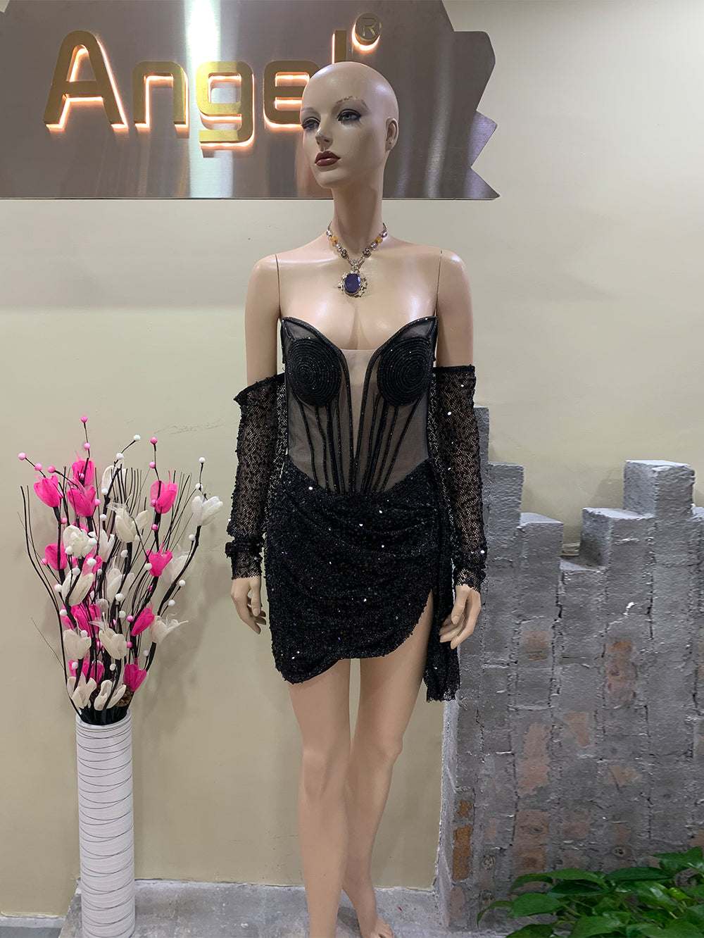 Black Bodycon Dress HT893
