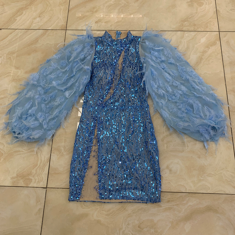 Sky Blue Bodycon Dress HT896