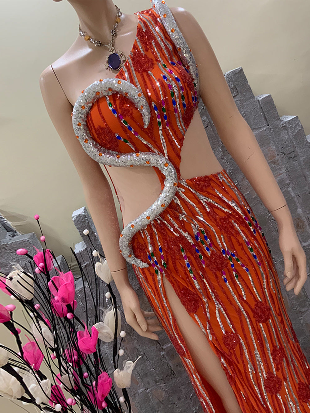 Orange Bodycon Dress HT898