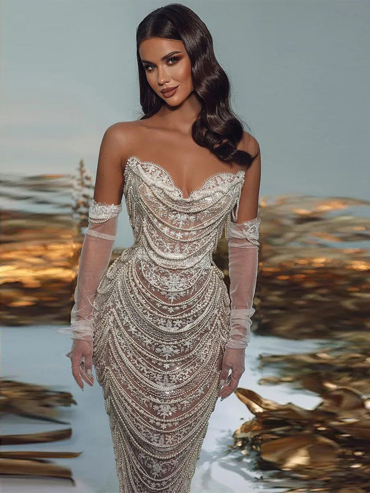 Apricot White Bodycon Dress HT962