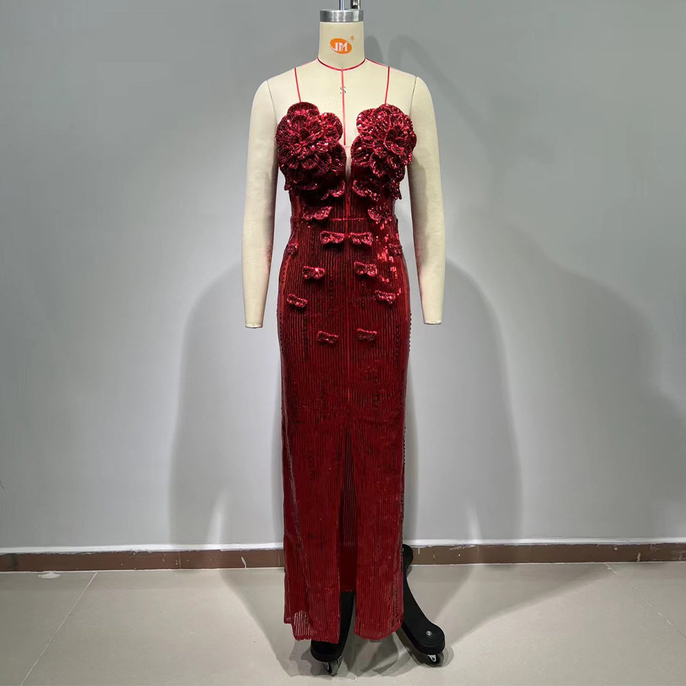 Dark Red Bodycon Dress HT989