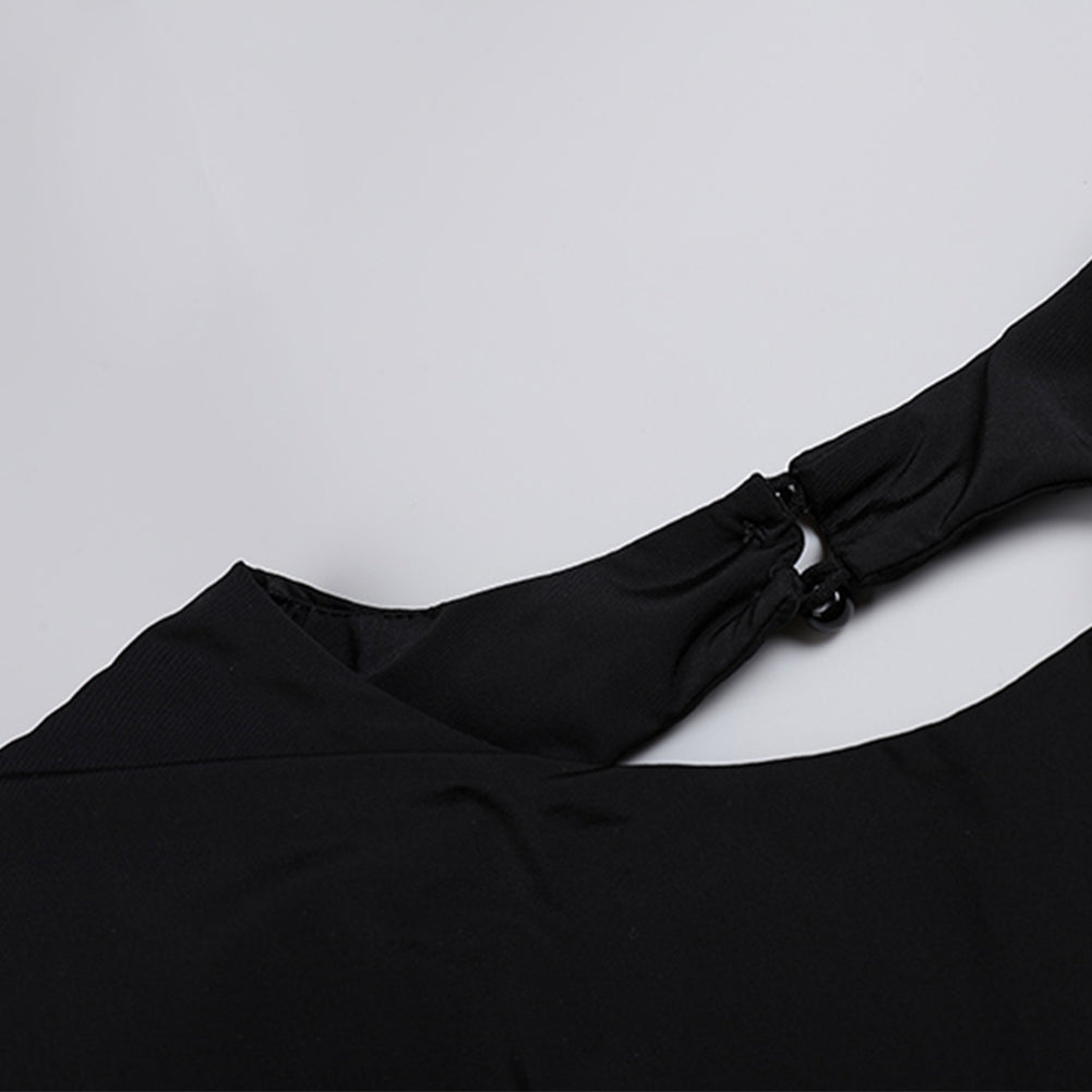 Backless Long Sleeve Drill Chain Maxi Dress KLYF1016