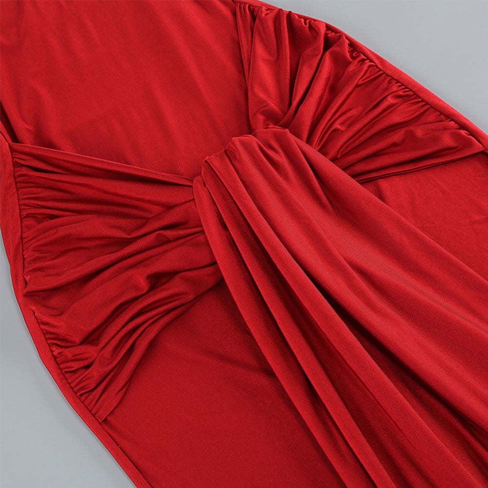 High Neck Long Sleeve Pure Color Maxi Dress KLYF1047