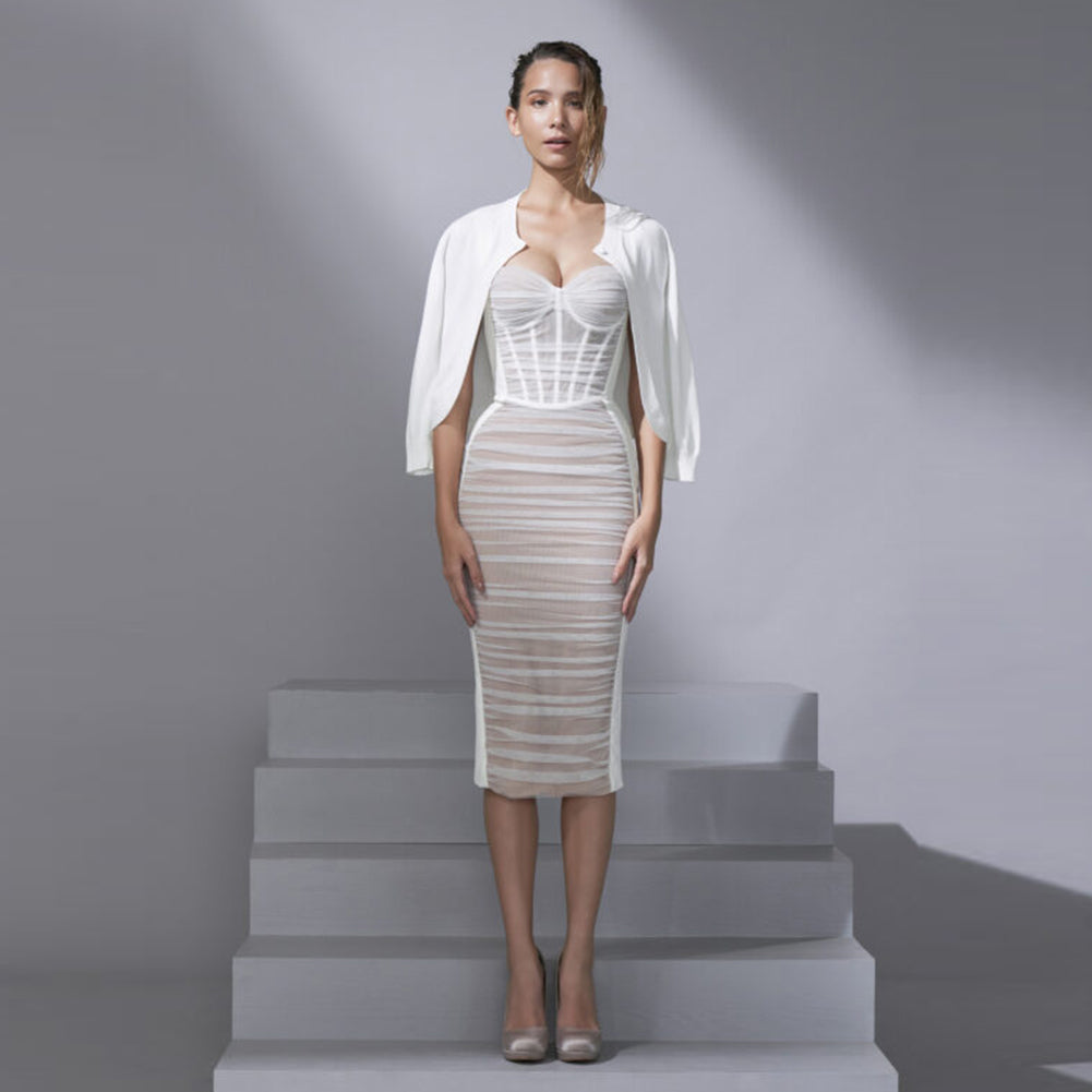 White Bodycon Dress KLYF601 1