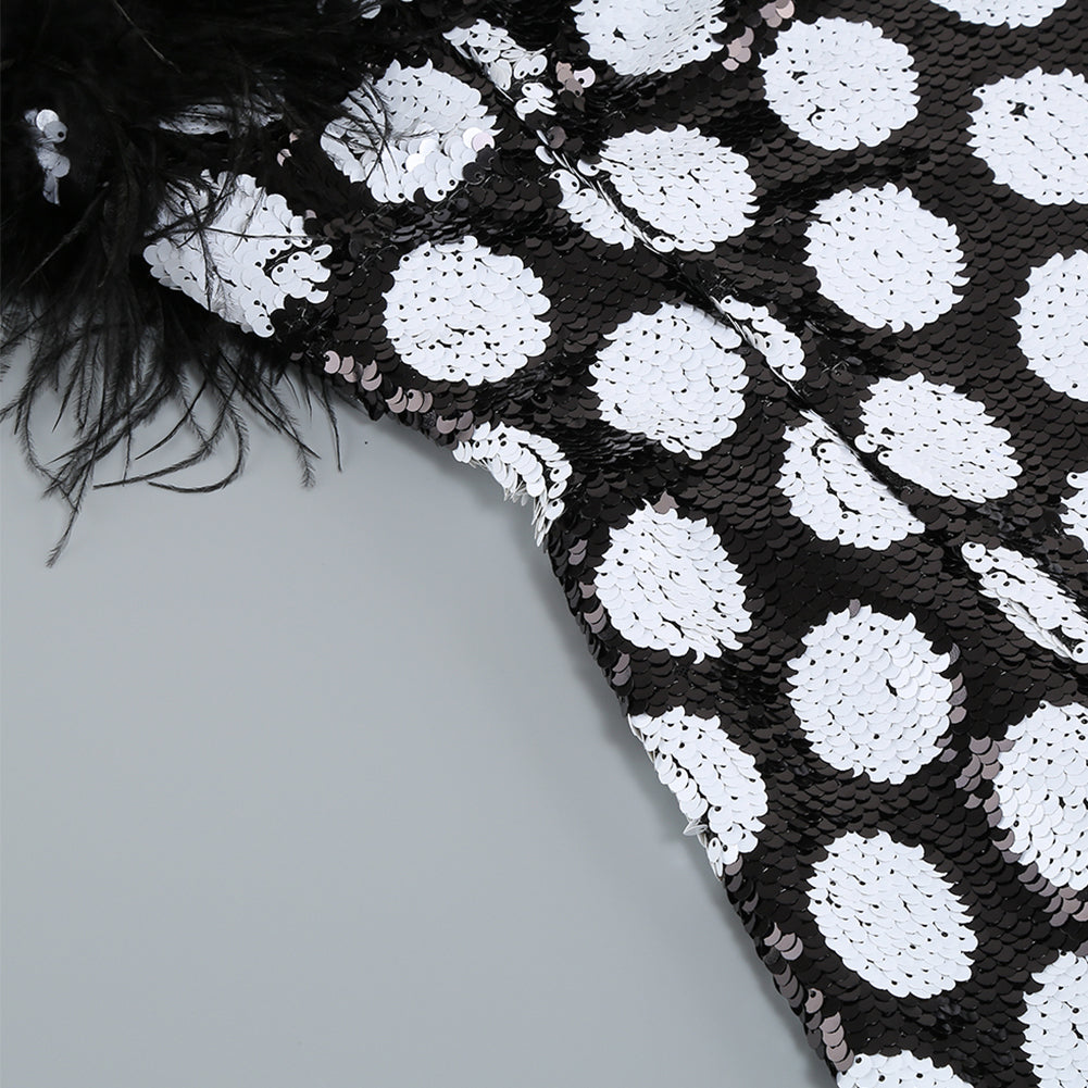 Strapless Sleeveless Polka Dots Mini Dress KLYF875