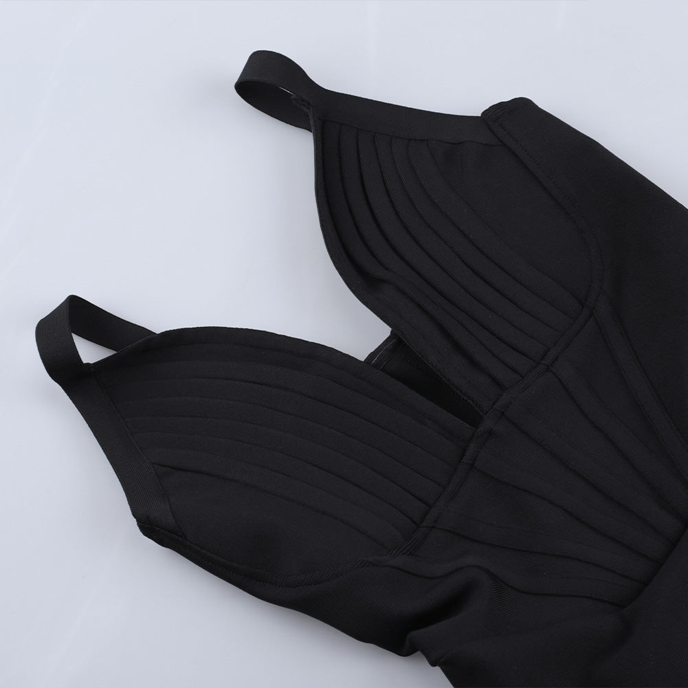 Strappy Sleeveless Frill Midi Bandage Dress PF21619