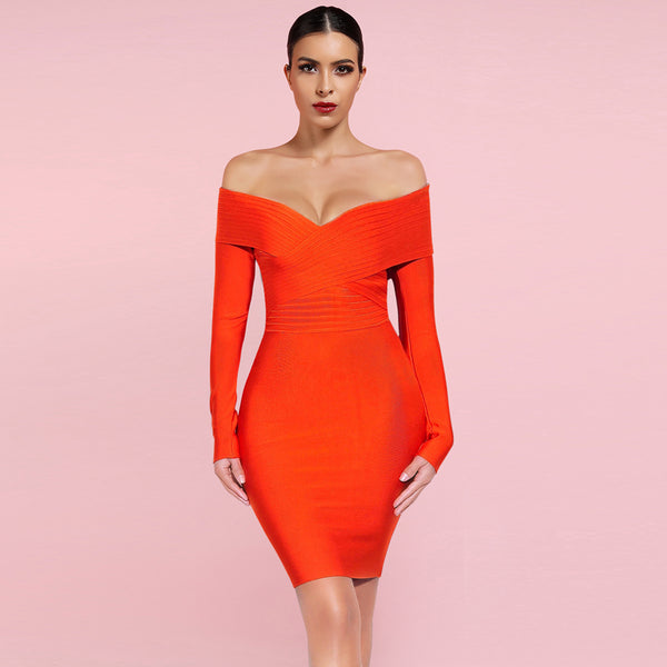 Orange Bandage Dress PF091805 1