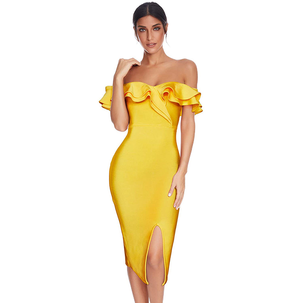Yellow Bandage Dress PF19429 1