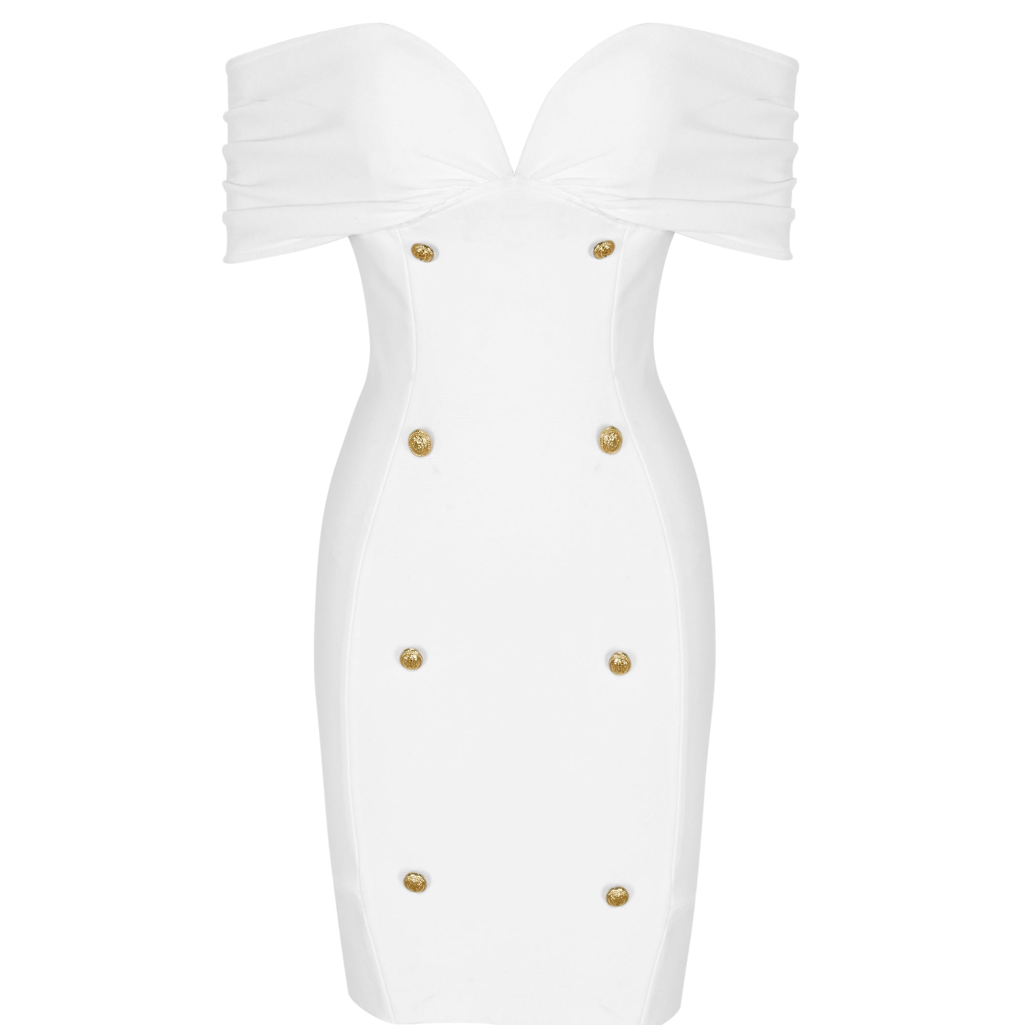 Mini robe bandage froissée à manches courtes et épaules dénudées PF21107