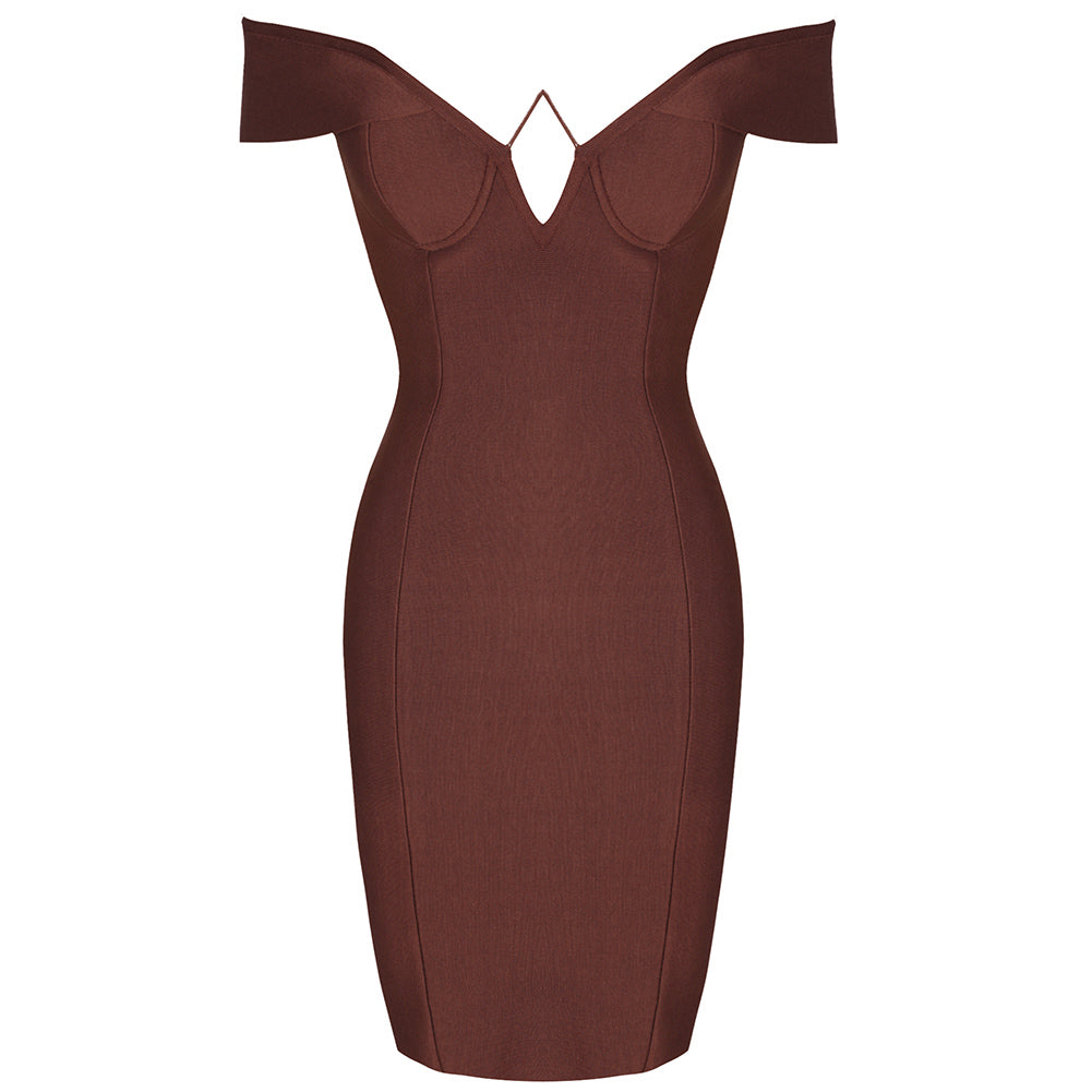 Brown Bandage Dress PF21611 3