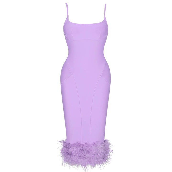 light purple bandage dress Cute Fur You Bandage Midi Dress