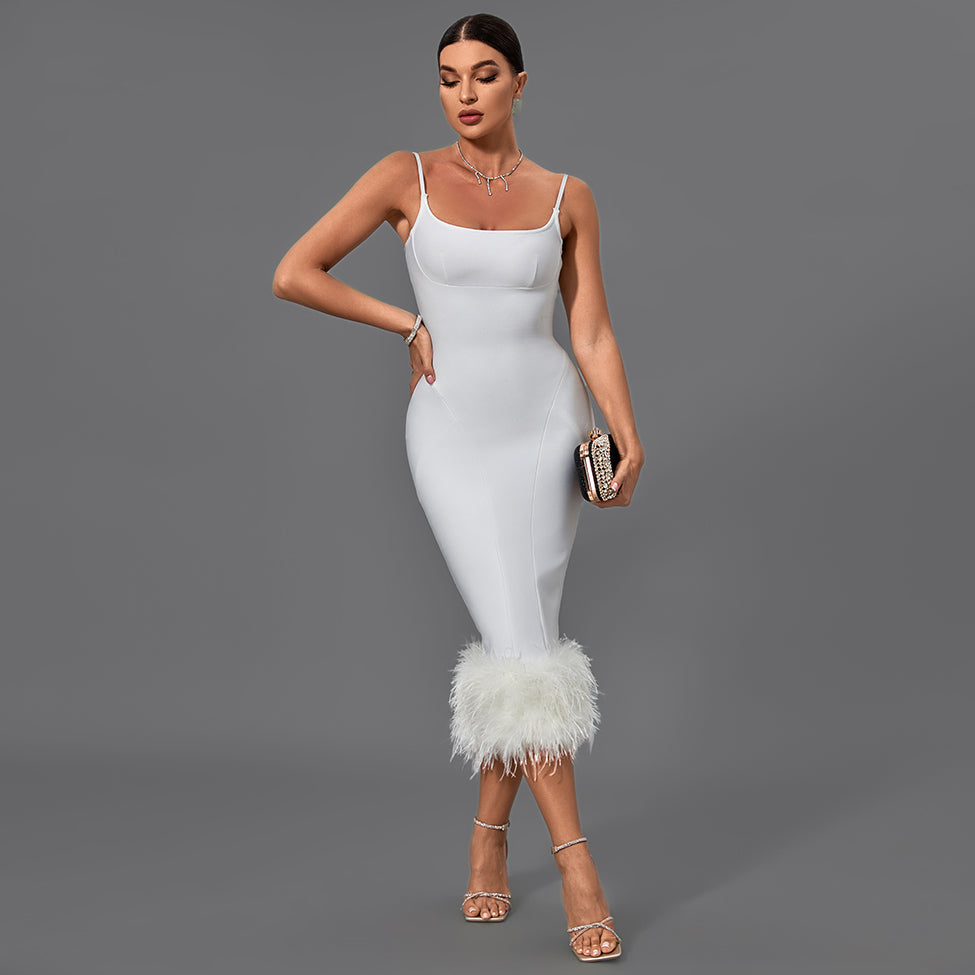 Strappy Bubble Beads Midi Bandage Dress - Main Image
